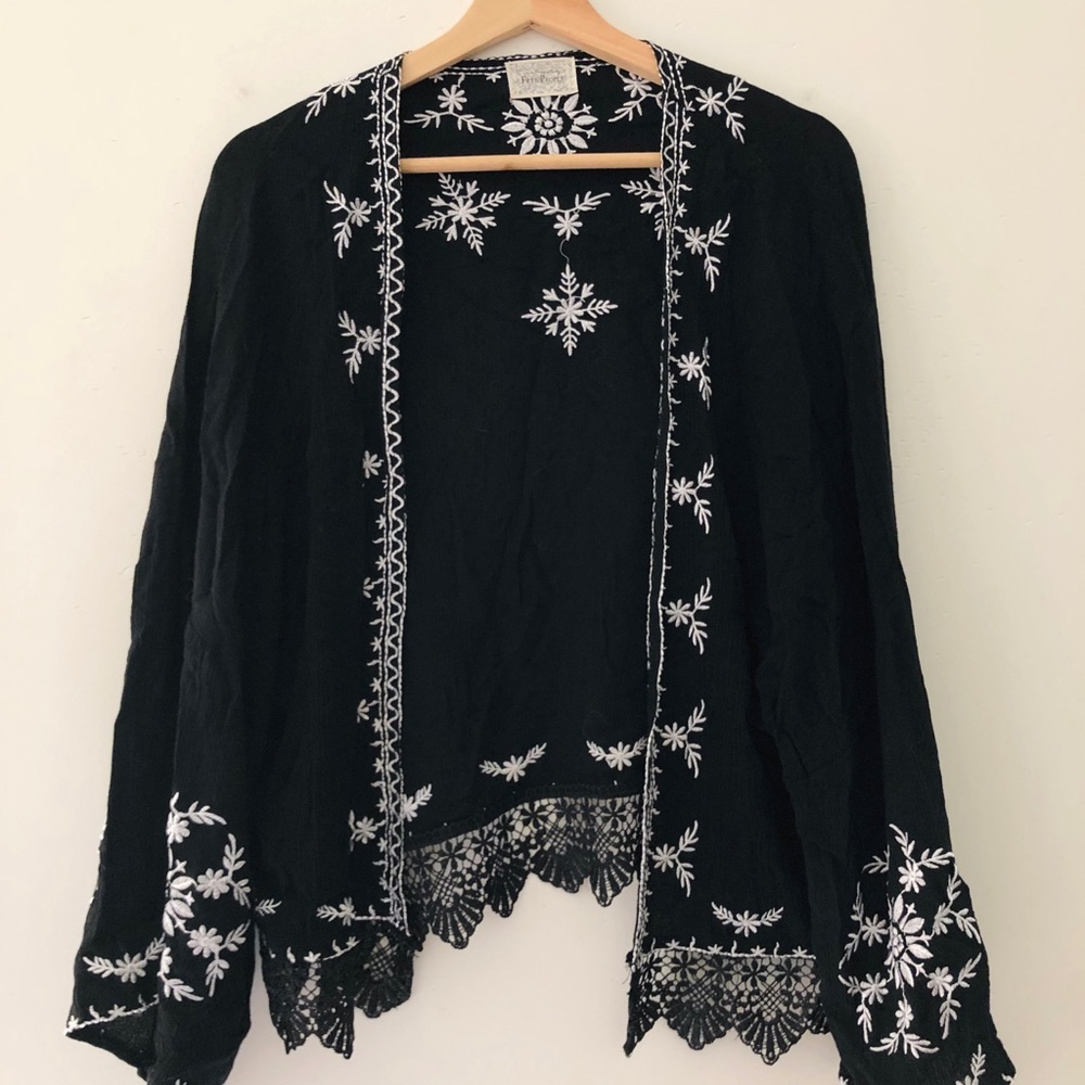 Bohemia Black Embroidered Cardigan